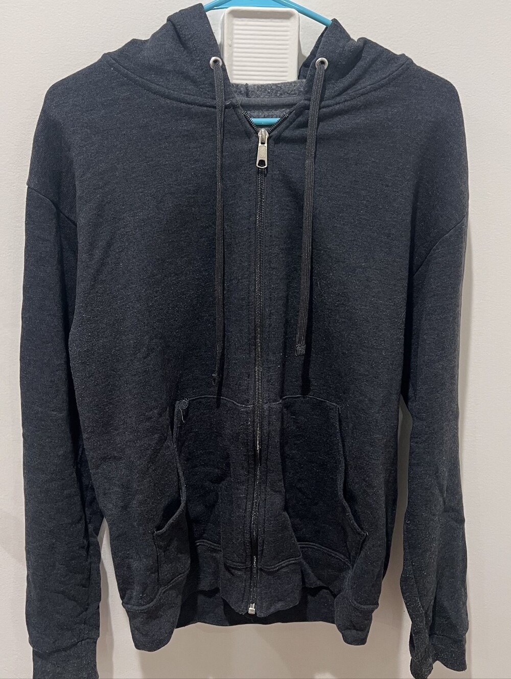 Fruit of the Loom Men's Dark Gray Full-Zip Hooded Sweatshirt